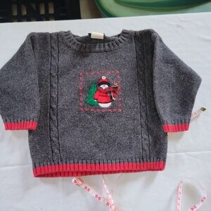 Gray and Red Sweater with Snowman Design Boys Size 12 Months